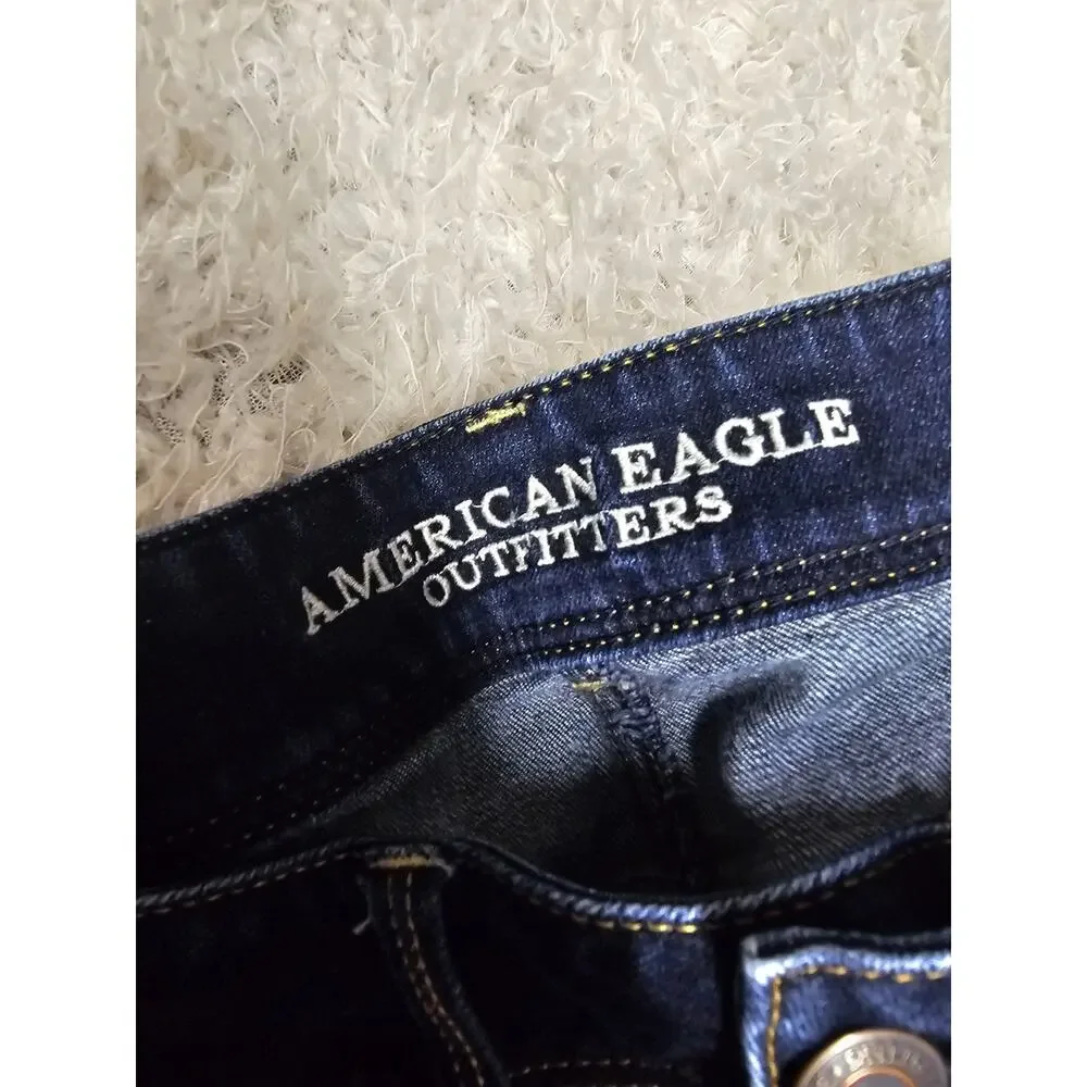 American Eagle Kick Boot Stretch Jeans Womens 6 Regular Dark Wash Blue Western
